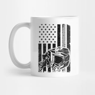 Motocross US Flag America Dirt Bike 4th Of July Funny Motocross Mug